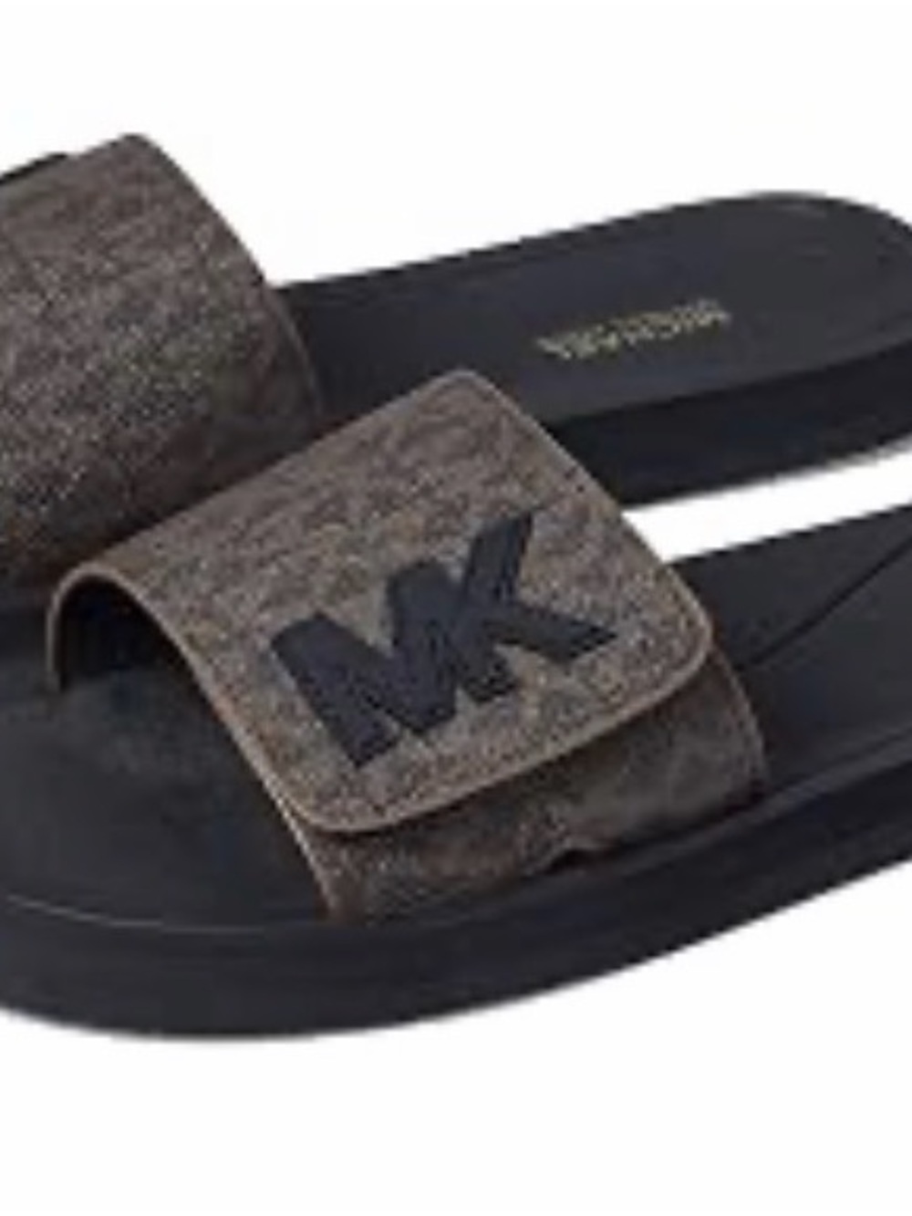 Michael Kors Men's Brown Slide Sandals with Black MK Logo